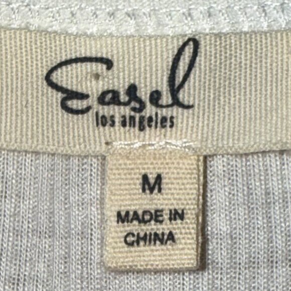 Easel Oversized Ribbed Knit Rounded Hem Exposed Seams Ivory Top Size M - Picture 8 of 9